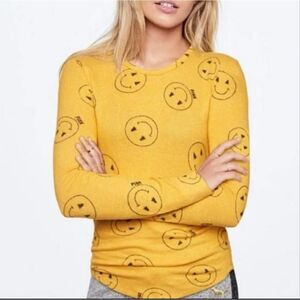Victoria’s Secret Pink Long Sleeve Lounge Top All Over Smiley Size L